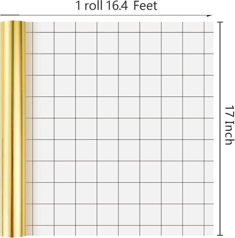Merture Gold Wrapping Paper Roll - 17 In X 16.4 Ft(23.3 sq.ft.) Metallic Gold Solid Color Gift Wrap with Grid Cutting Lines for Christmas, Wedding, Birthday, Valentines Day, Mothers Day, Baby Shower - Image 3